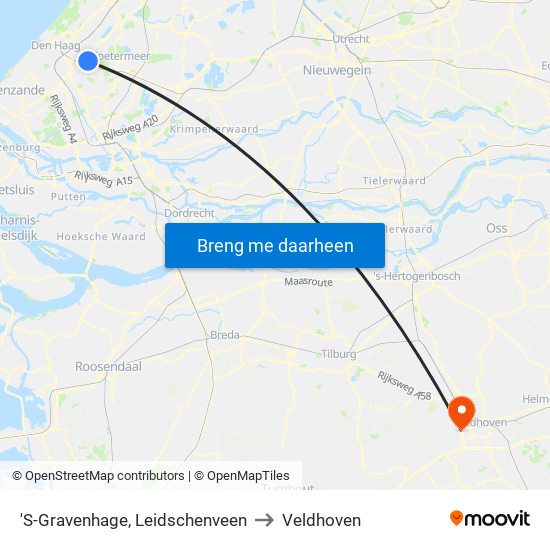 'S-Gravenhage, Leidschenveen to Veldhoven map