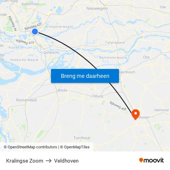 Kralingse Zoom to Veldhoven map