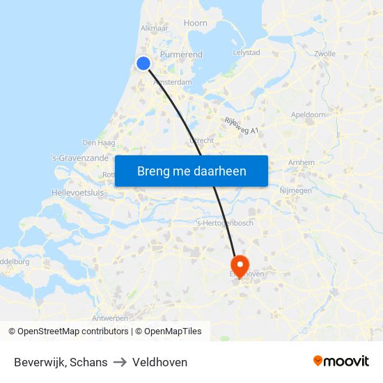 Beverwijk, Schans to Veldhoven map