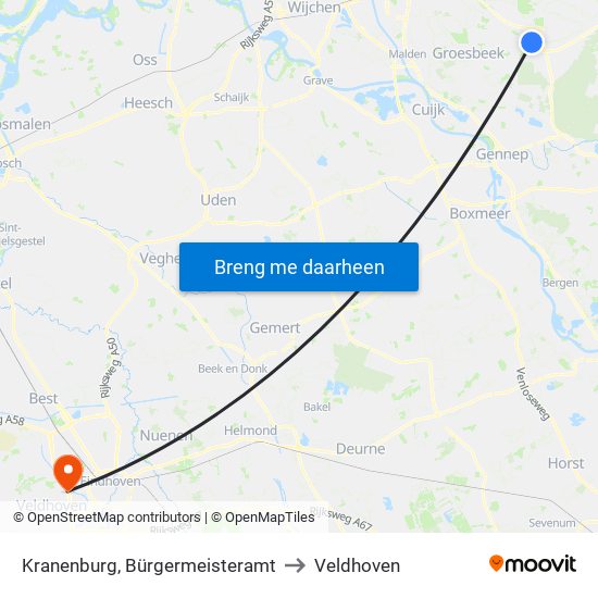 Kranenburg, Bürgermeisteramt to Veldhoven map
