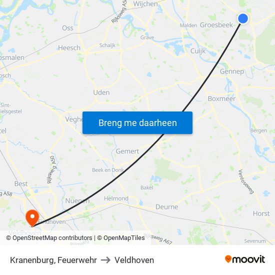 Kranenburg, Feuerwehr to Veldhoven map