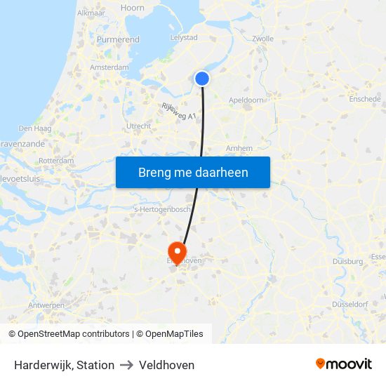 Harderwijk, Station to Veldhoven map