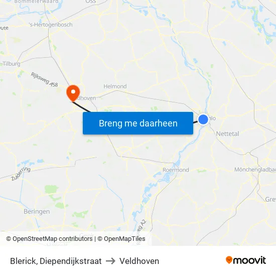 Blerick, Diependijkstraat to Veldhoven map