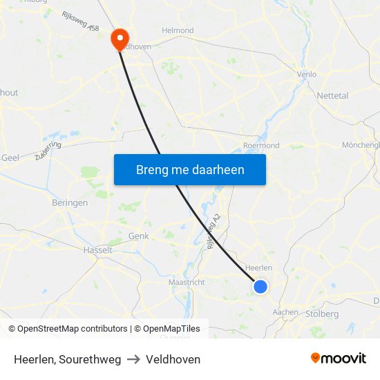 Heerlen, Sourethweg to Veldhoven map