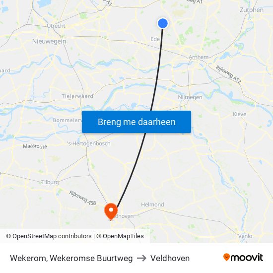 Wekerom, Wekeromse Buurtweg to Veldhoven map