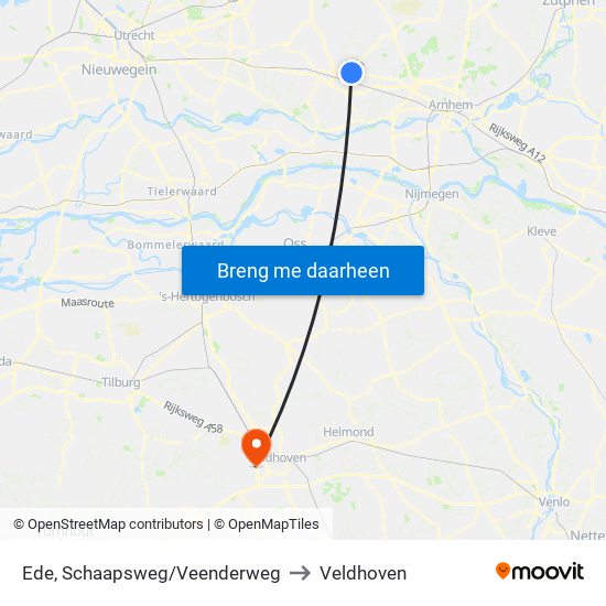 Ede, Schaapsweg/Veenderweg to Veldhoven map