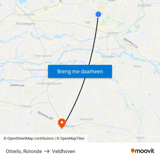 Otterlo, Rotonde to Veldhoven map