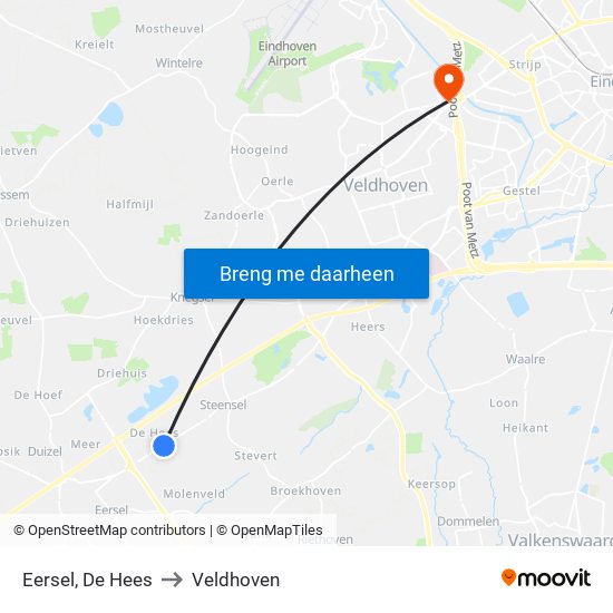Eersel, De Hees to Veldhoven map