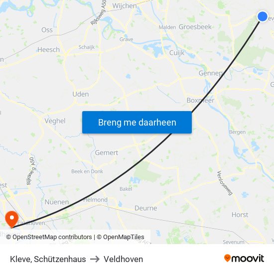 Kleve, Schützenhaus to Veldhoven map