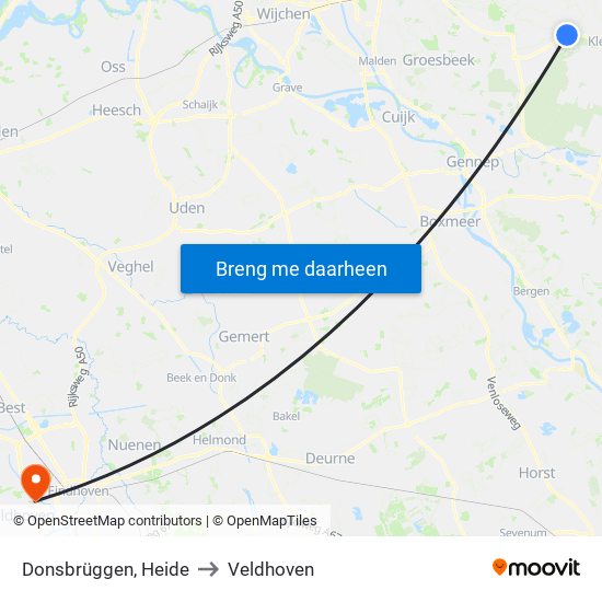 Donsbrüggen, Heide to Veldhoven map