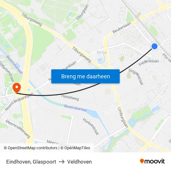 Eindhoven, Glaspoort to Veldhoven map