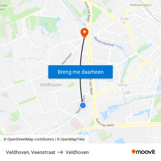 Veldhoven, Veenstraat to Veldhoven map