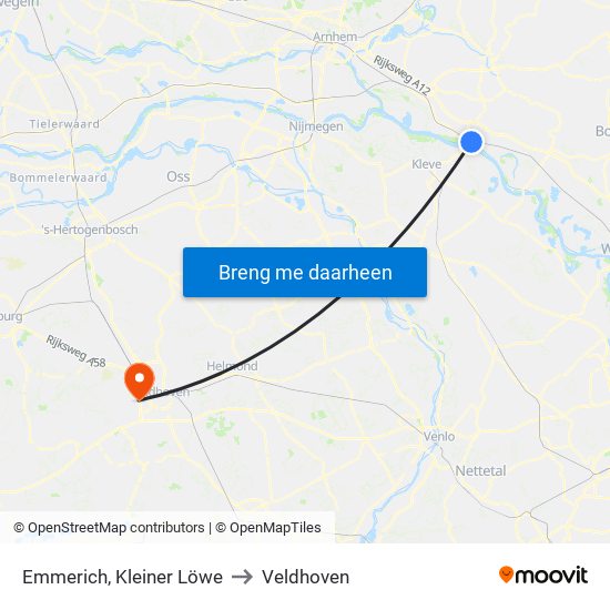 Emmerich, Kleiner Löwe to Veldhoven map