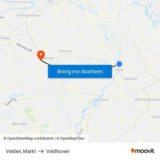 Velden, Markt to Veldhoven map