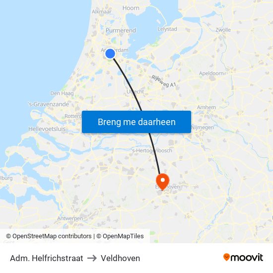 Adm. Helfrichstraat to Veldhoven map