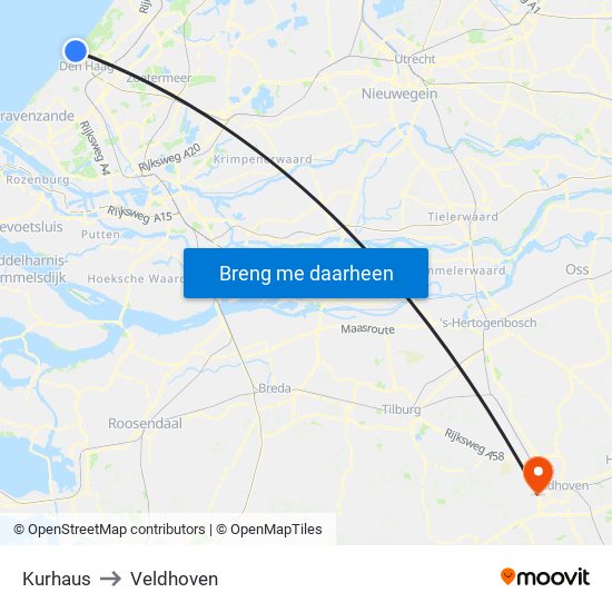 Kurhaus to Veldhoven map