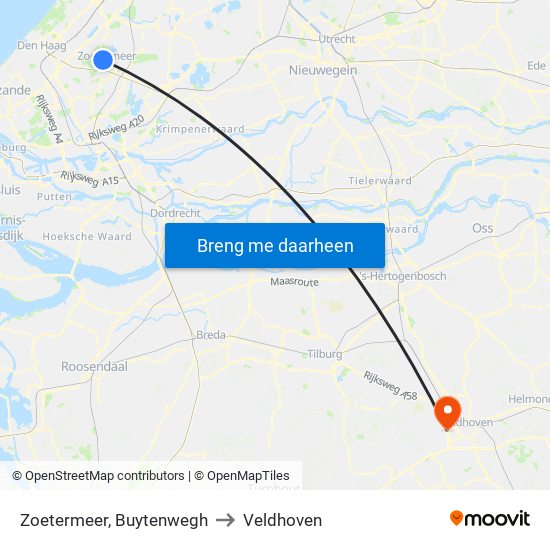 Zoetermeer, Buytenwegh to Veldhoven map