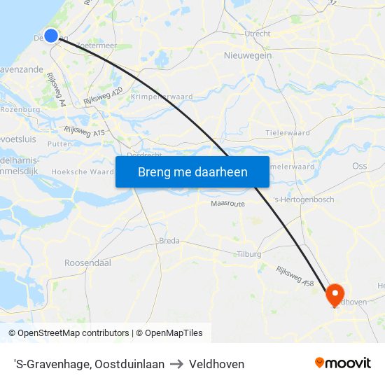 'S-Gravenhage, Oostduinlaan to Veldhoven map