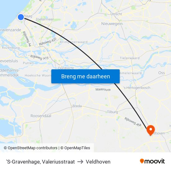 'S-Gravenhage, Valeriusstraat to Veldhoven map