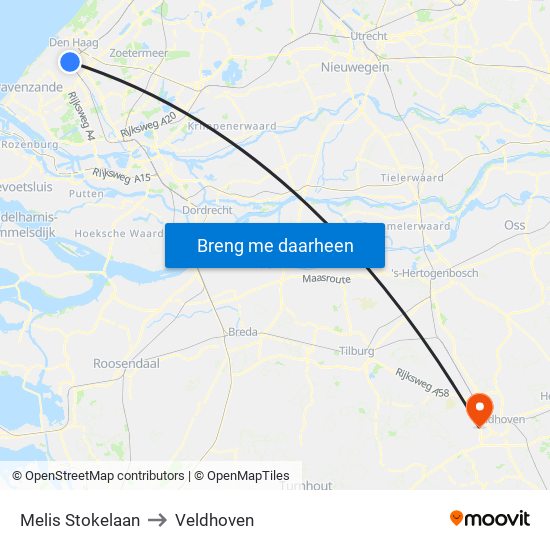 Melis Stokelaan to Veldhoven map