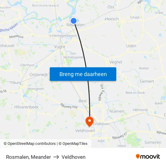 Rosmalen, Meander to Veldhoven map