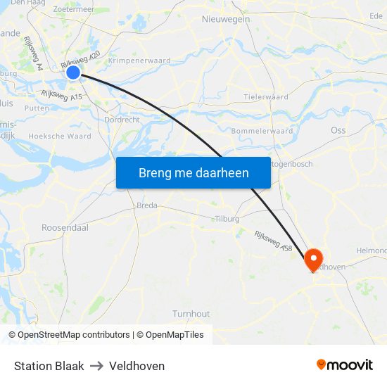 Station Blaak to Veldhoven map