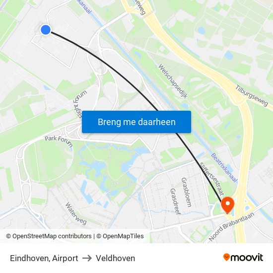 Eindhoven, Airport to Veldhoven map