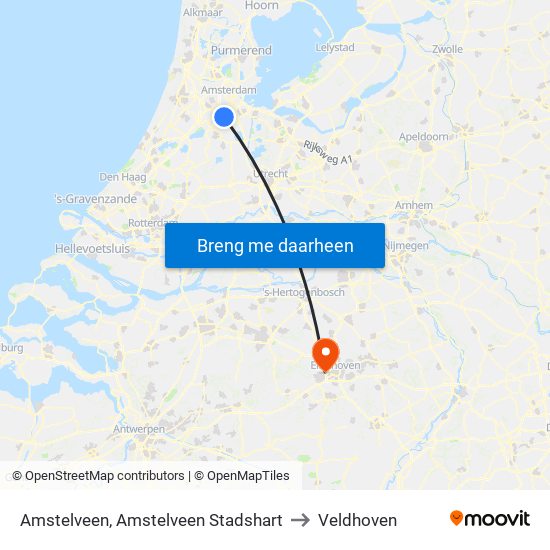 Amstelveen, Amstelveen Stadshart to Veldhoven map