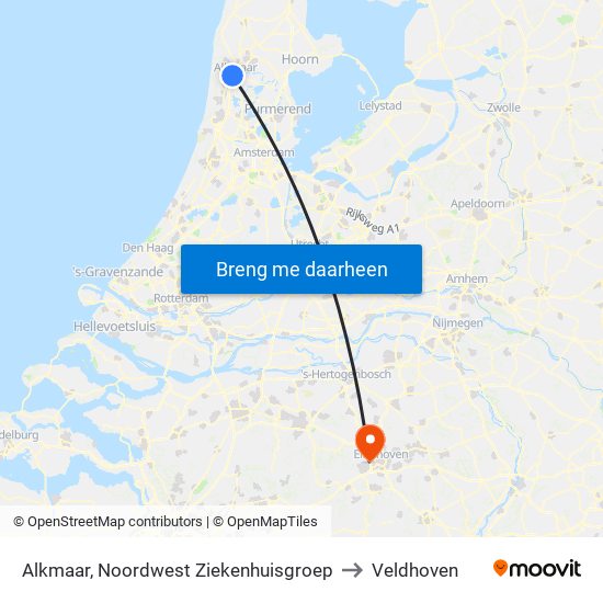 Alkmaar, Noordwest Ziekenhuisgroep to Veldhoven map