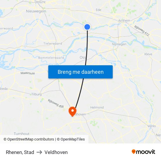 Rhenen, Stad to Veldhoven map