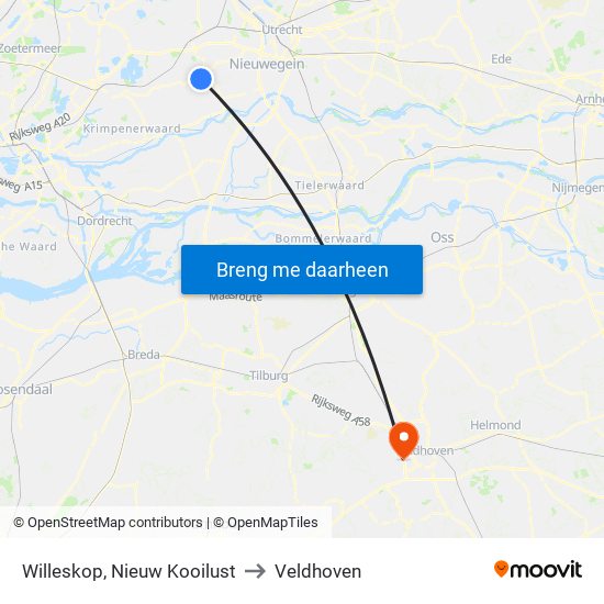 Willeskop, Nieuw Kooilust to Veldhoven map