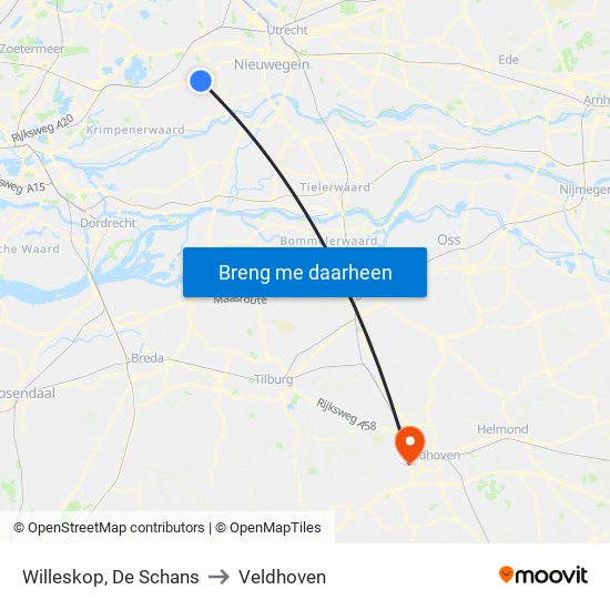 Willeskop, De Schans to Veldhoven map