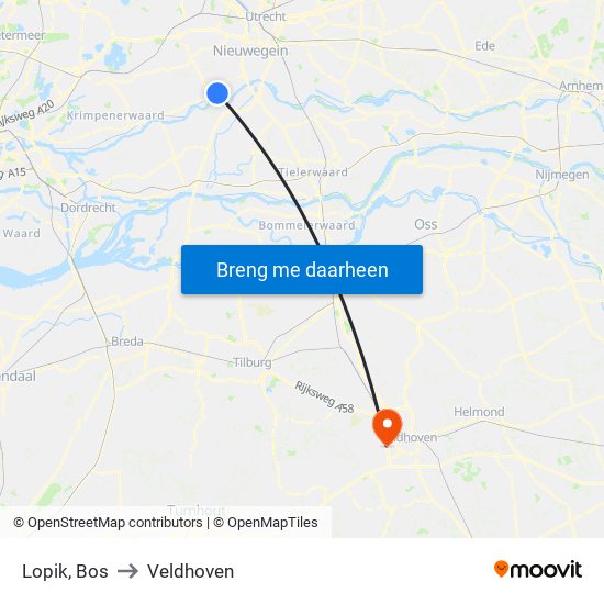 Lopik, Bos to Veldhoven map