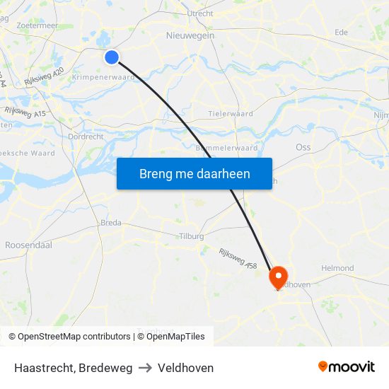 Haastrecht, Bredeweg to Veldhoven map