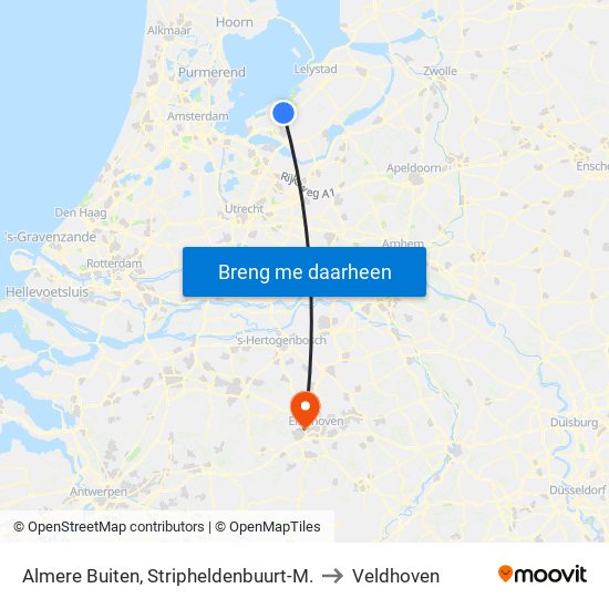 Almere Buiten, Stripheldenbuurt-M. to Veldhoven map
