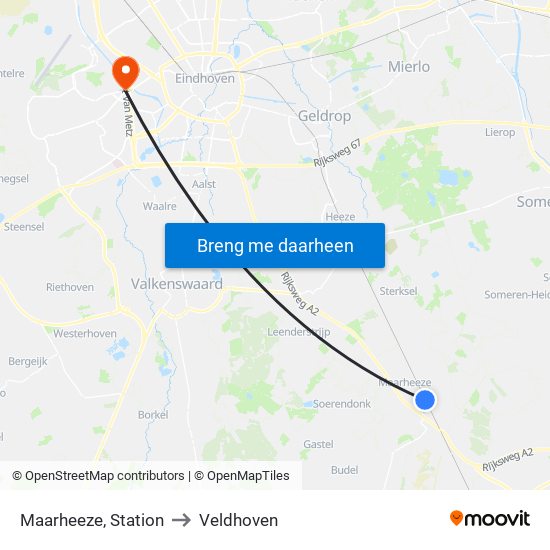 Maarheeze, Station to Veldhoven map