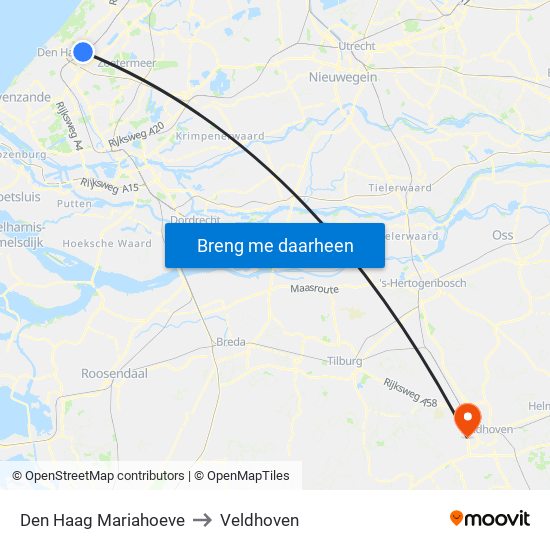 Den Haag Mariahoeve to Veldhoven map
