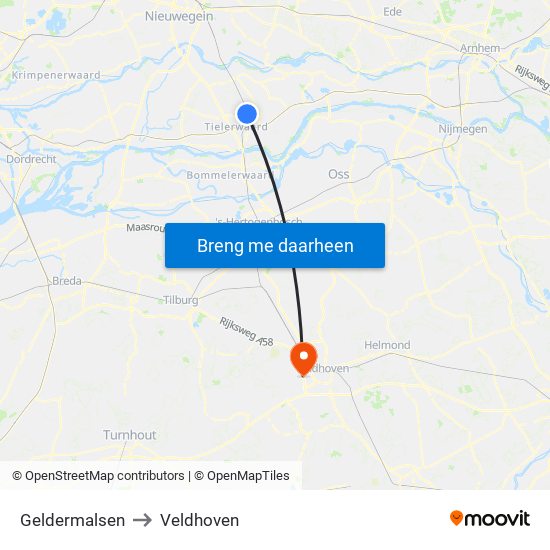 Geldermalsen to Veldhoven map