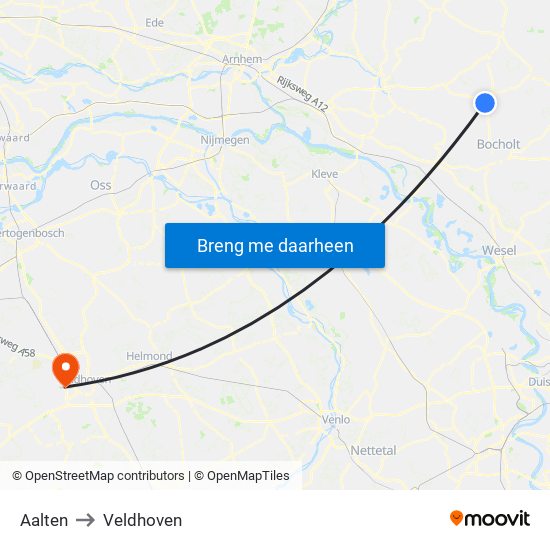 Aalten to Veldhoven map