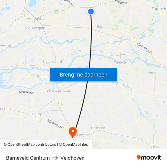 Barneveld Centrum to Veldhoven map