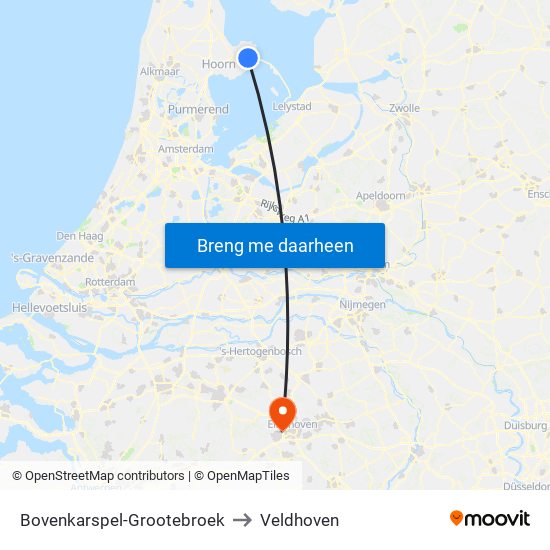 Bovenkarspel-Grootebroek to Veldhoven map