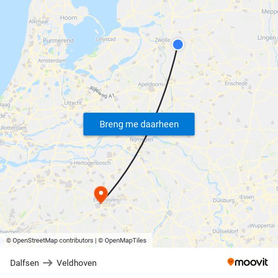 Dalfsen to Veldhoven map