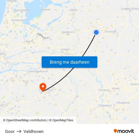 Goor to Veldhoven map