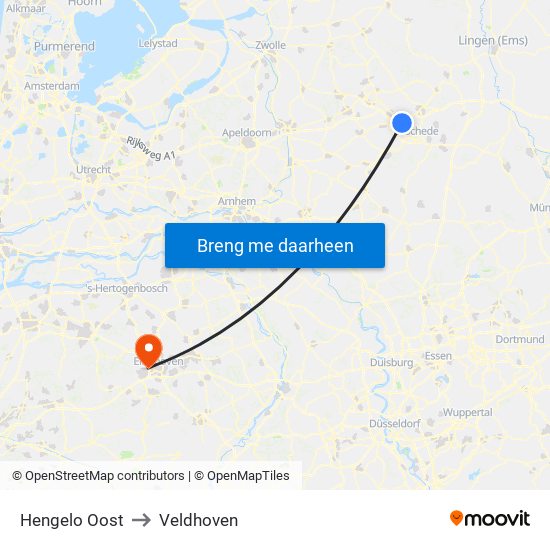 Hengelo Oost to Veldhoven map