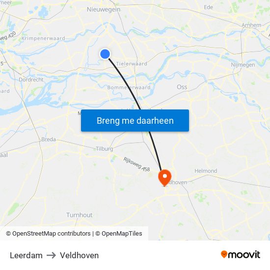 Leerdam to Veldhoven map