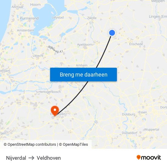 Nijverdal to Veldhoven map