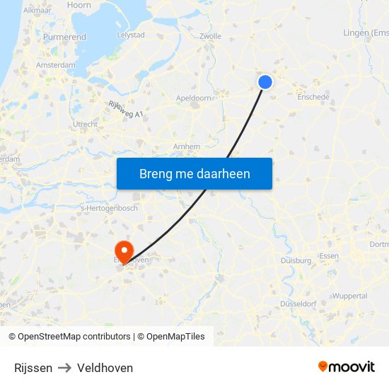 Rijssen to Veldhoven map