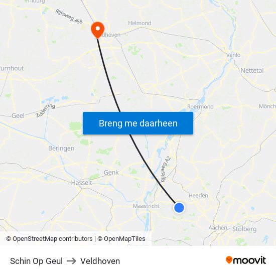 Schin Op Geul to Veldhoven map
