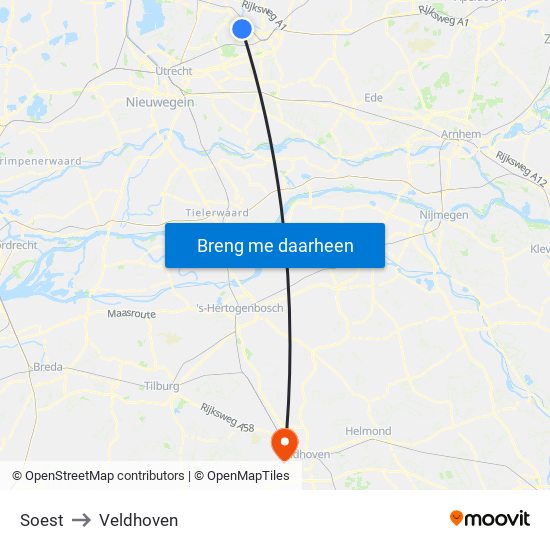 Soest to Veldhoven map