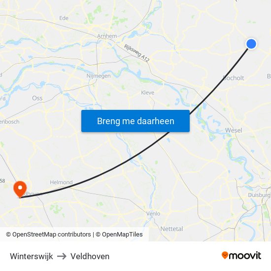 Winterswijk to Veldhoven map